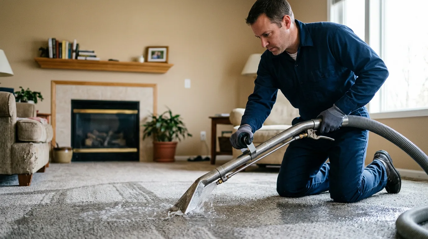 Water damage restoration technician working near Evant, TX